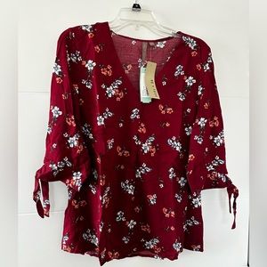 NWT - Floral Blouse - 3/4 sleeve